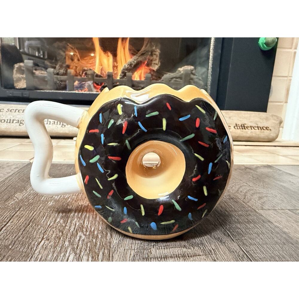 Donut Shaped Mug Cup Coffee MMMMM... Donuts Frosted Sprinkles Big Mouth Toys